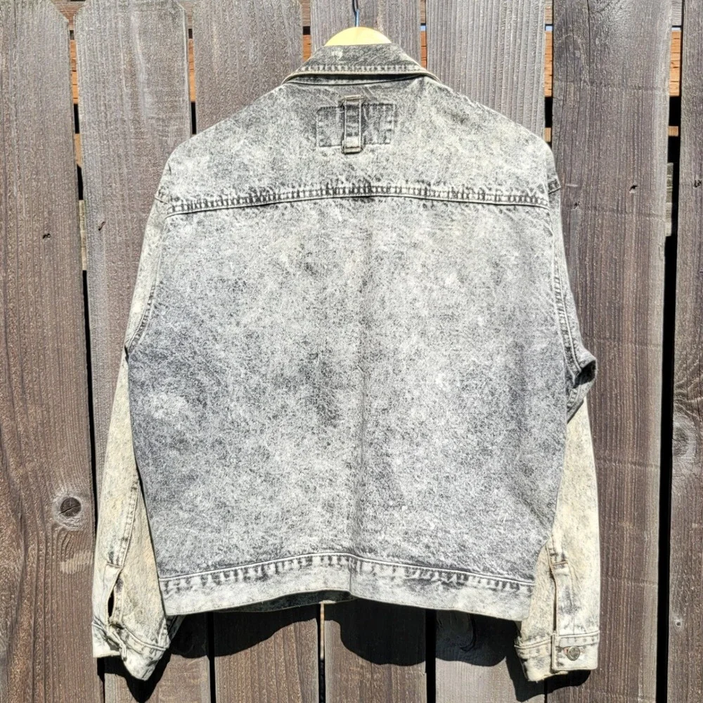 VTG Code Bleu Acid Wash Distressed Denim Trucker Jacket Men S Made in Japan 80s